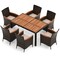 7-Piece Outdoor Rattan Dining Set with Acacia Wood Table and Cushioned Chairs for Patio Garden
